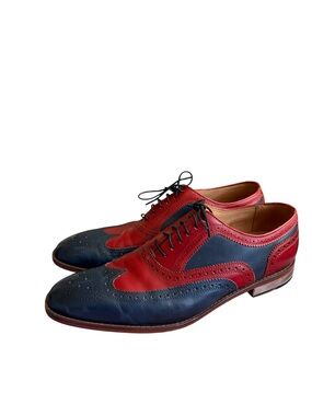 3dm lifestyle handcrafted leather two tone red/blue wingtip Oxford size 12.5